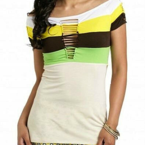 NWT ROCAWEAR  Y2K Colorblock Multicolor Rasta Slash Jersey Shirt Top 2X  PLUS - Picture 5 of 15